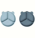 Prato Silicone com Divisorias | Sea Blue | Whale Blue Mix
