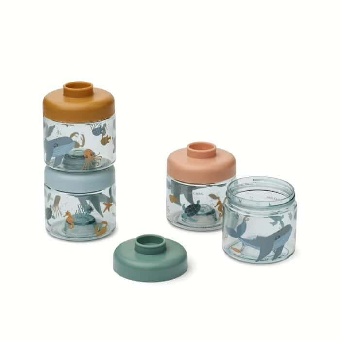 Pack 4 caixas | Dominique Baby Food Tritan | Sea creature / Sandy
