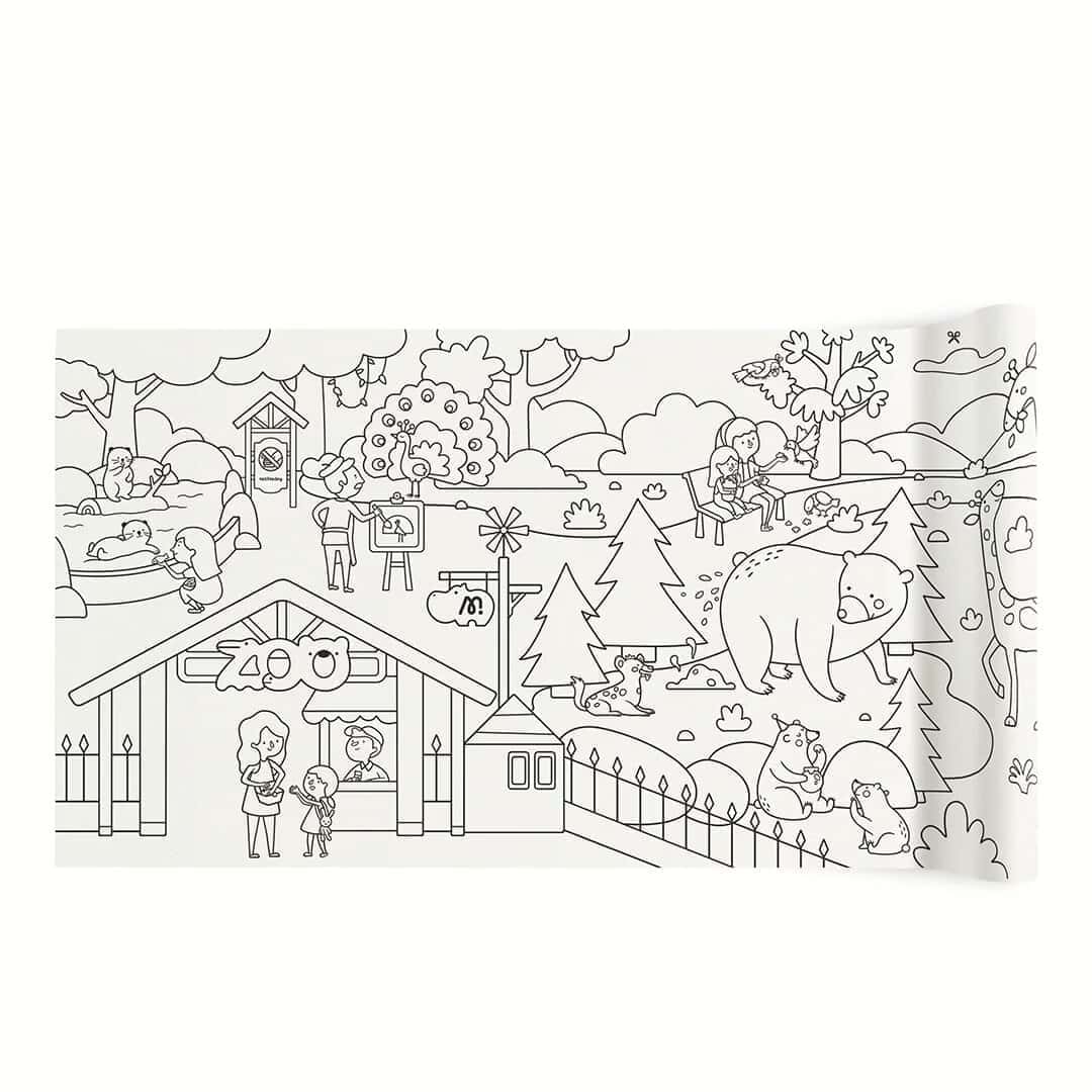Rolo auto-adesivo para colorir | Zoologico magico | 10 m