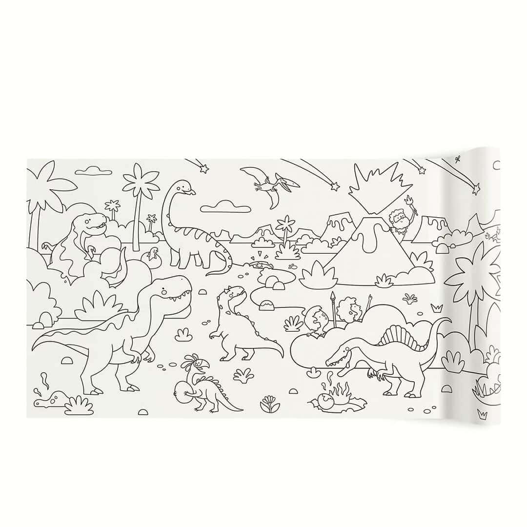 Rolo auto-adesivo para colorir | Dinossauros | 10 m