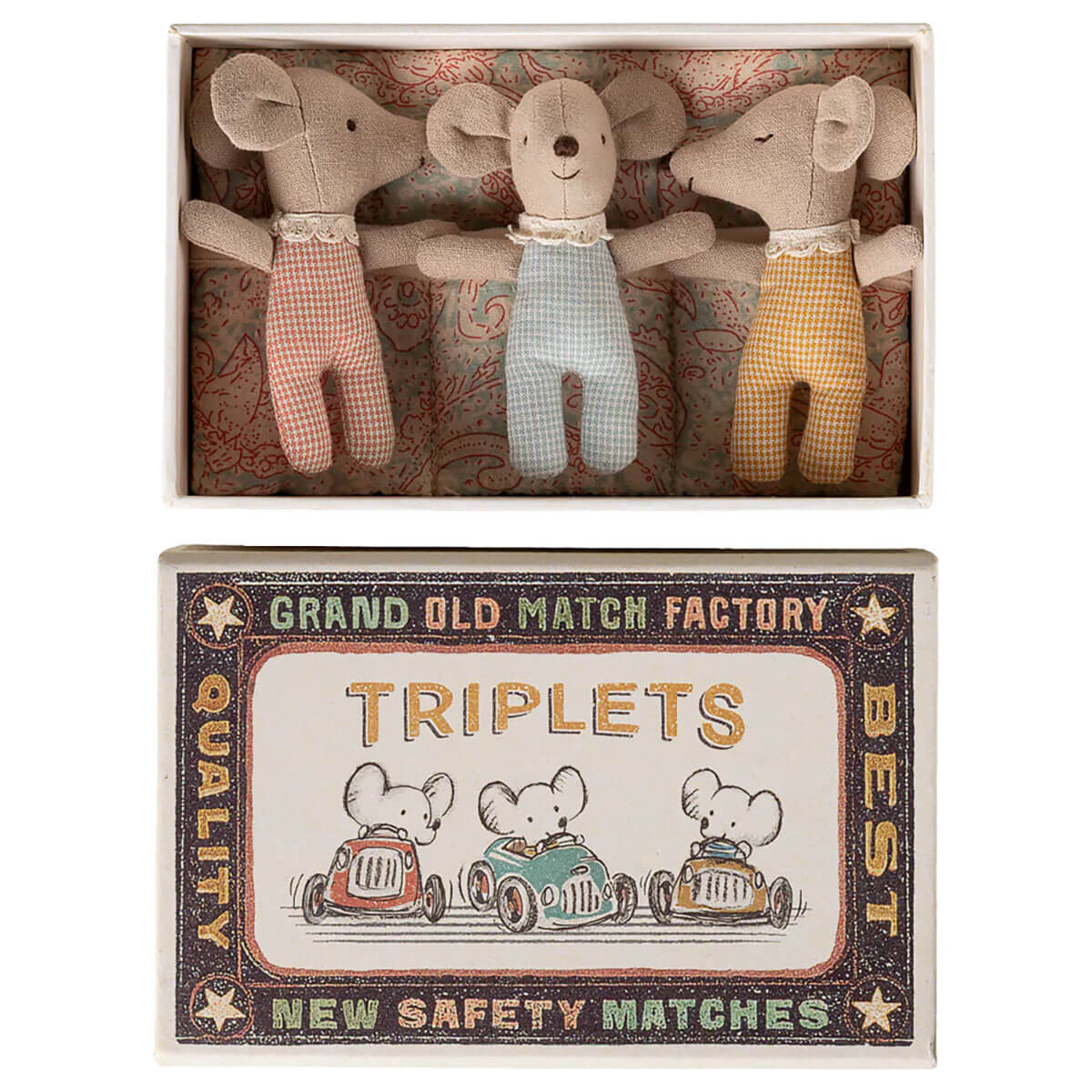 Triplets Baby mice in matchbox | Maileg | Checker