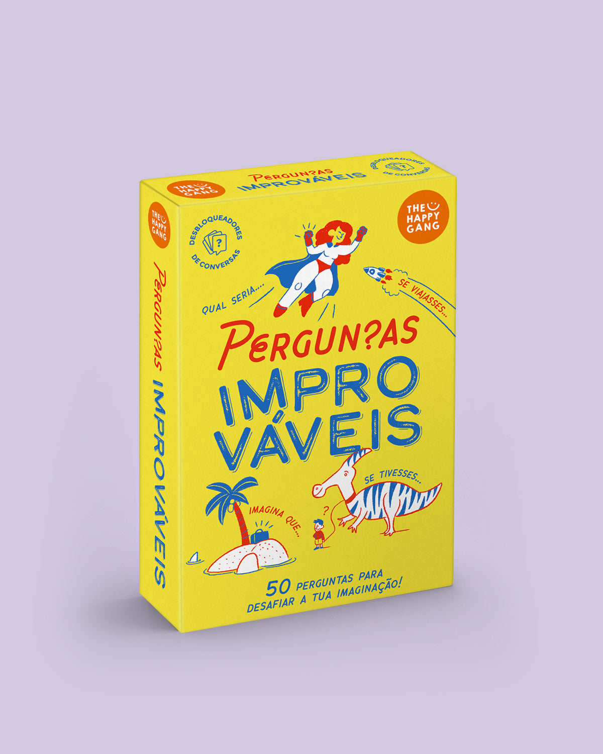 Perguntas Improváveis - caixa do jogo The Happy Gang