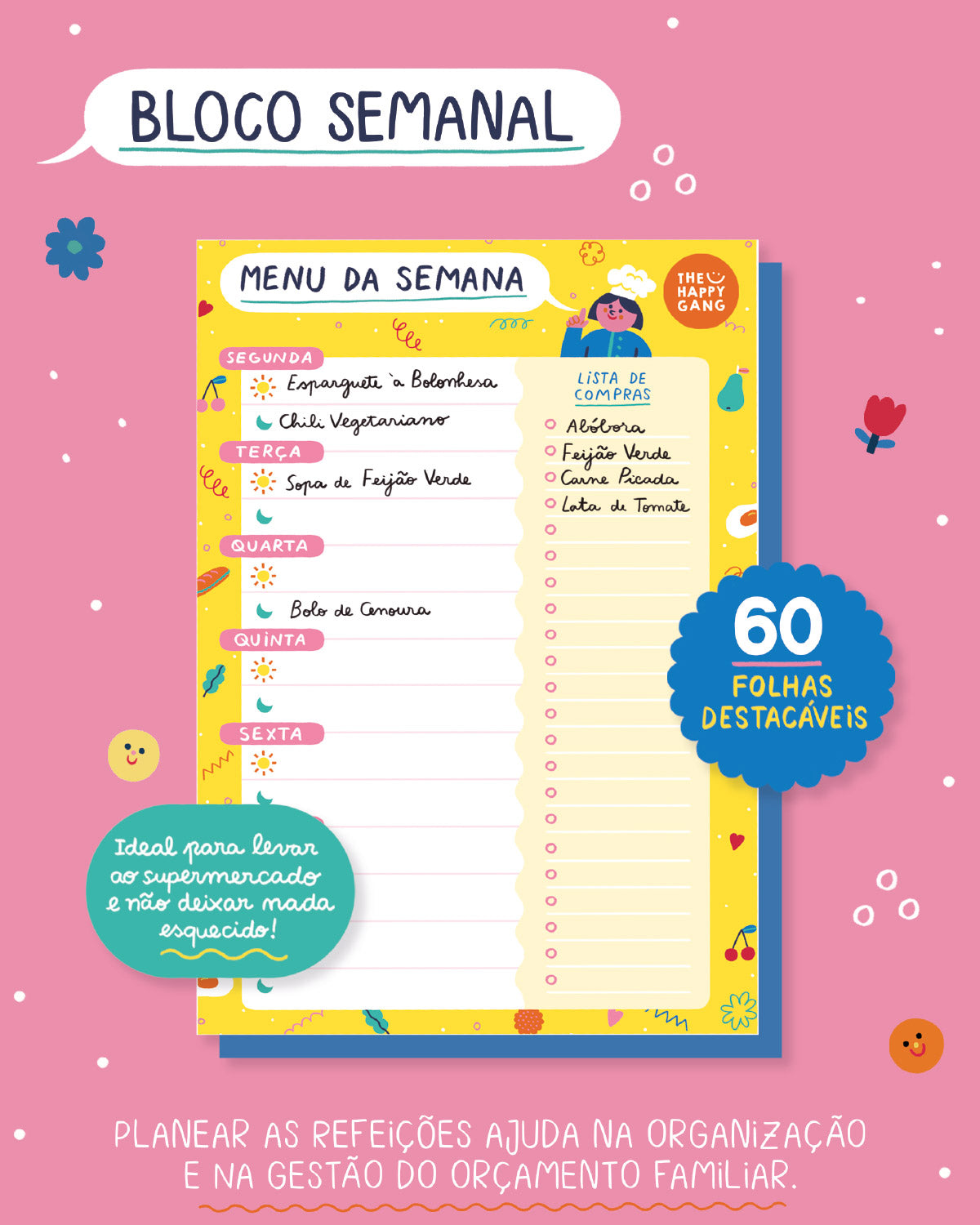 Bloco Menu Semanal - Happy Colors - The Happy Gang, imagem 3
