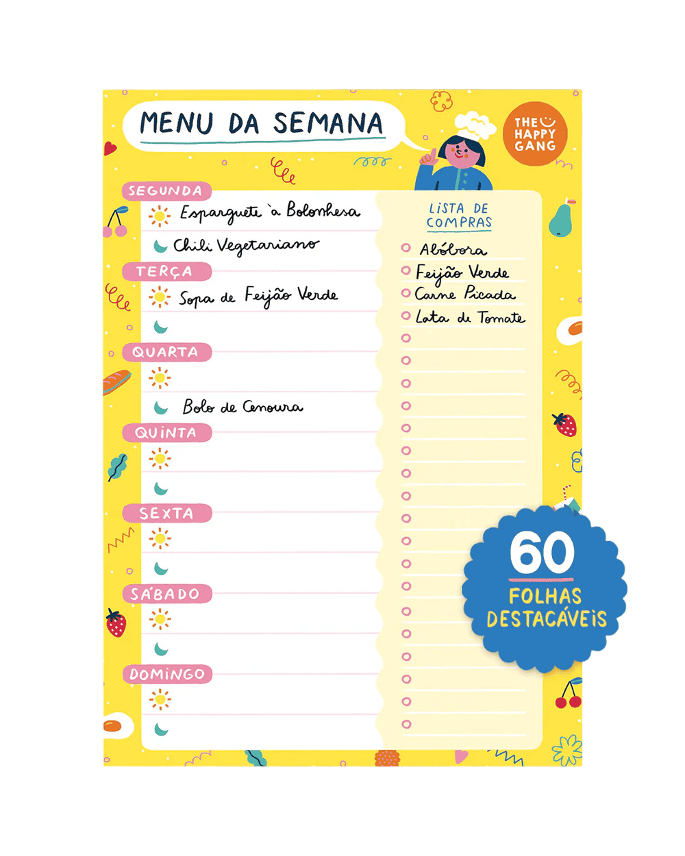 Bloco Menu Semanal | Happy Colors