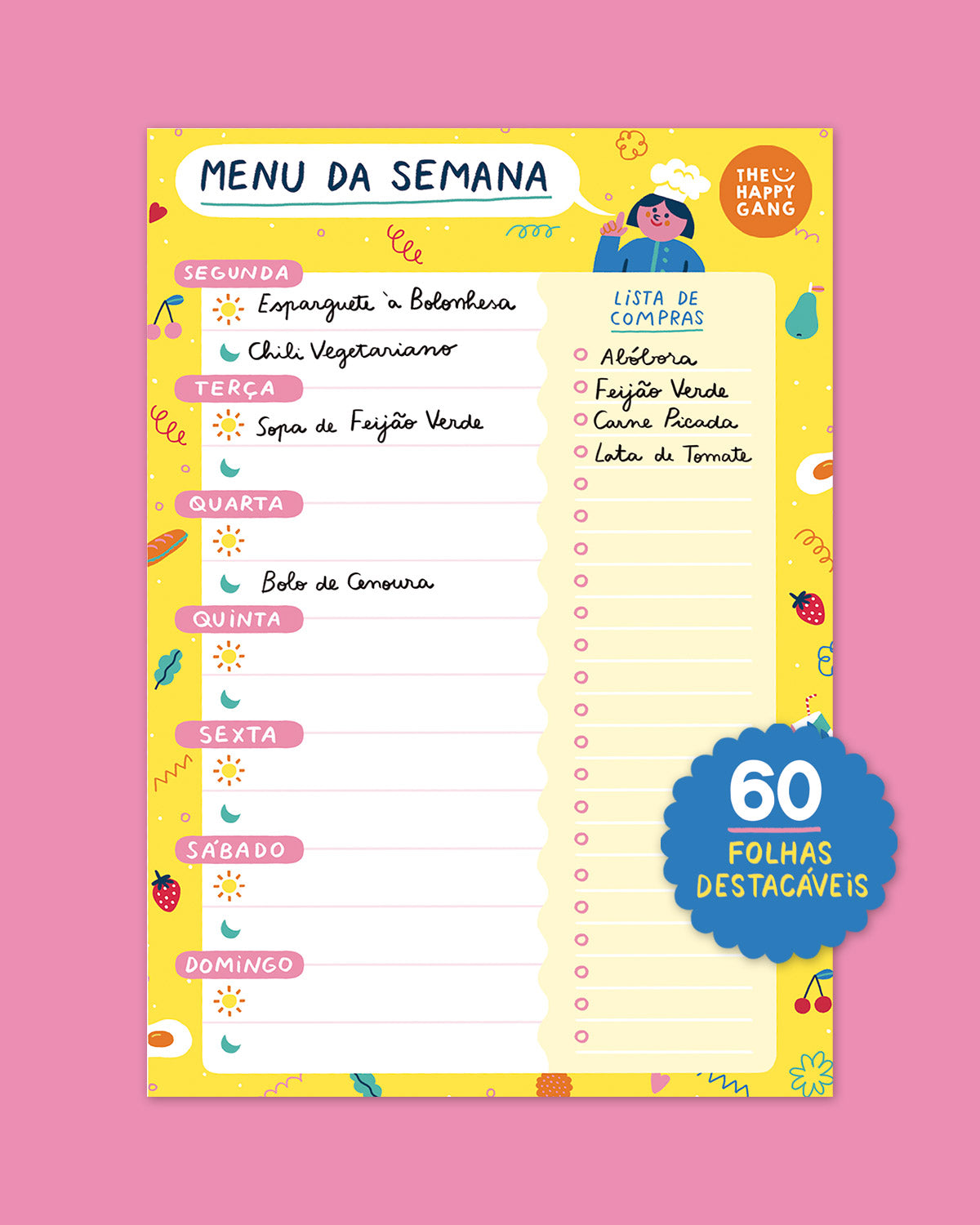 Bloco Menu Semanal - Happy Colors - The Happy Gang, imagem 2