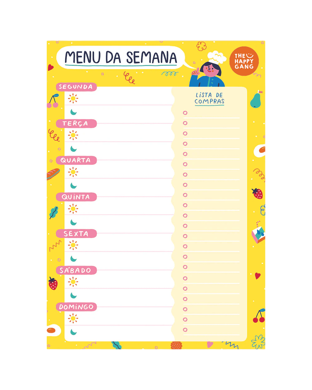 Bloco Menu Semanal | Happy Colors