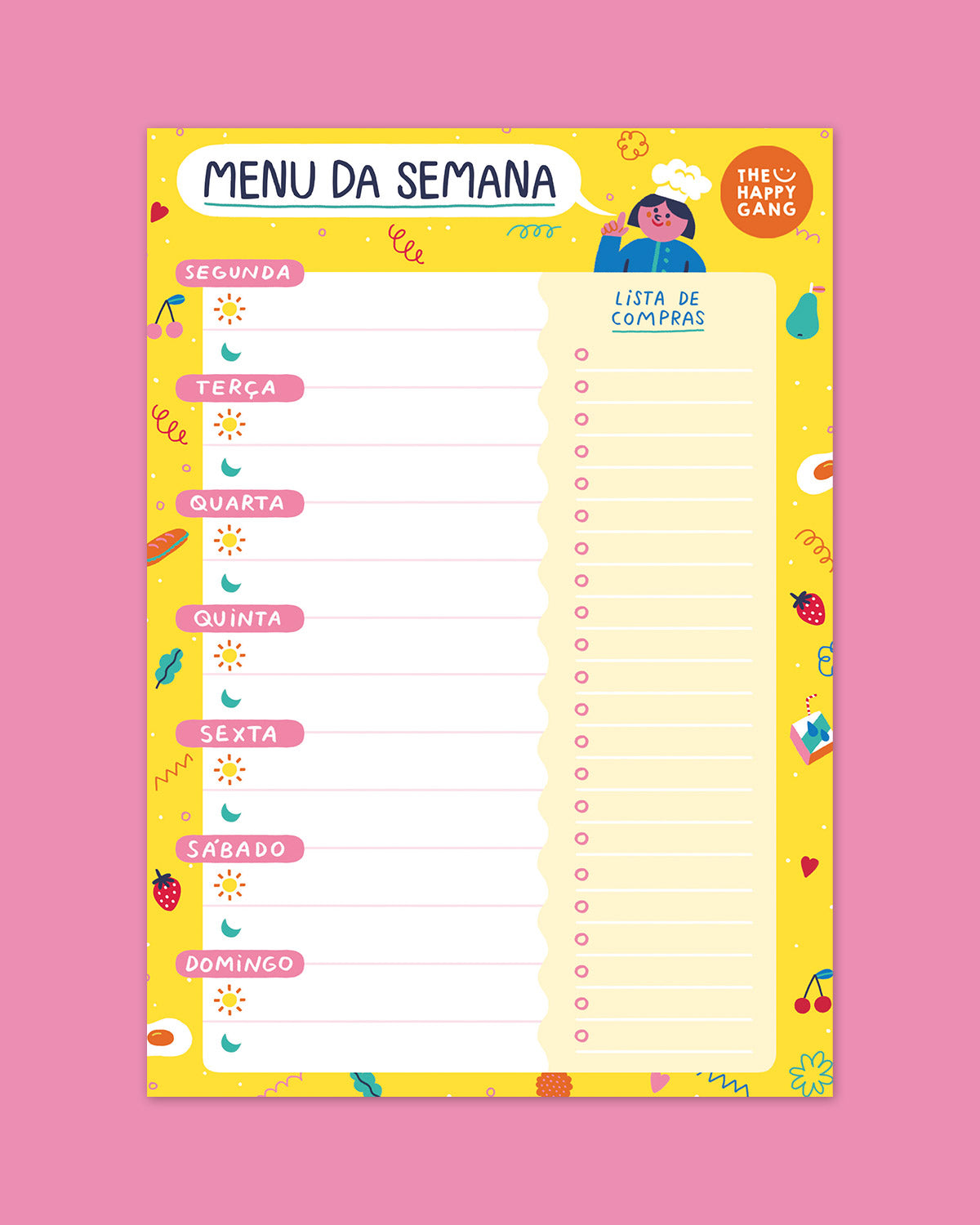 Bloco Menu Semanal - Happy Colors - caixa do jogo The Happy Gang