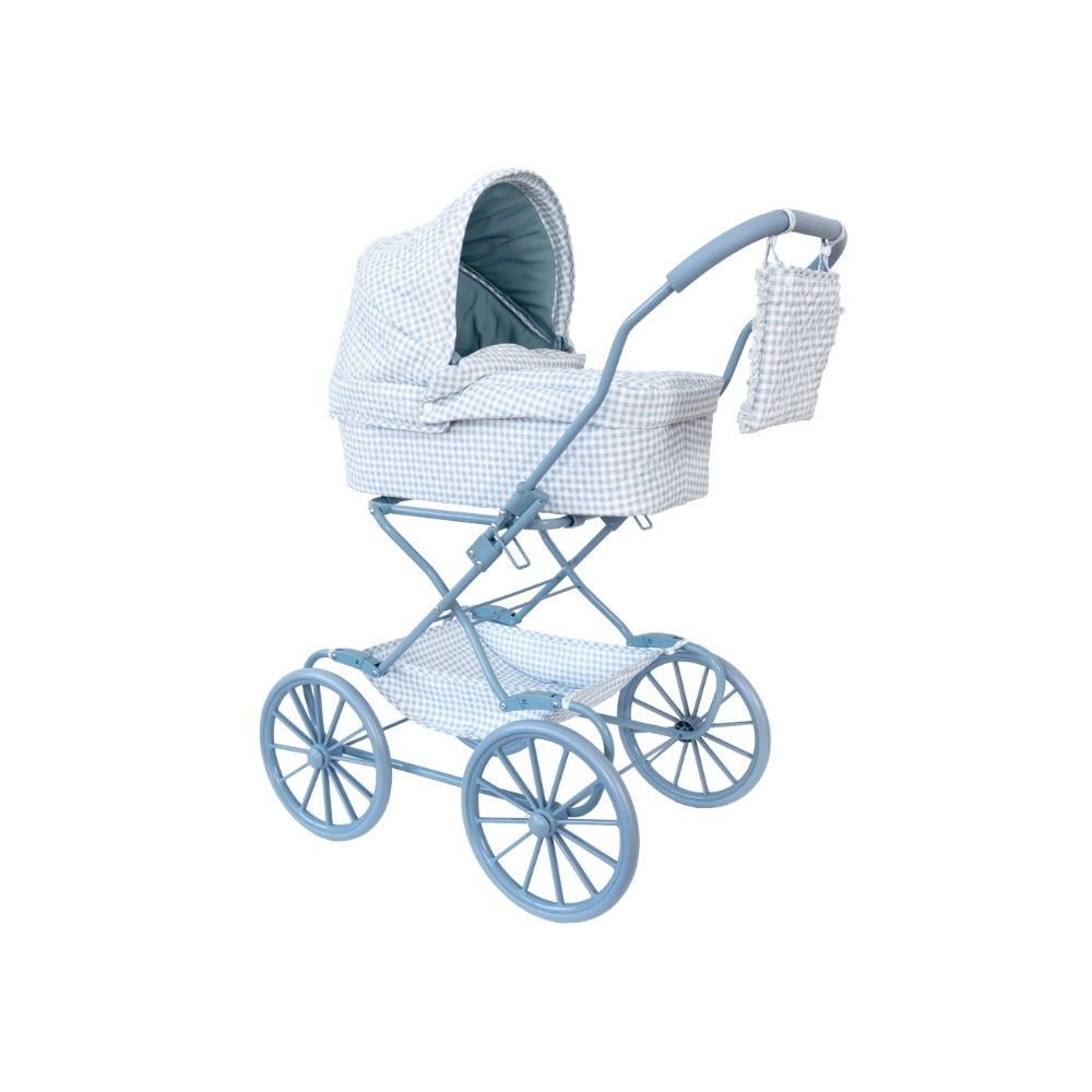 Carrinho de Bonecas com Alcofa Tutete Vintage Vichy Blue
