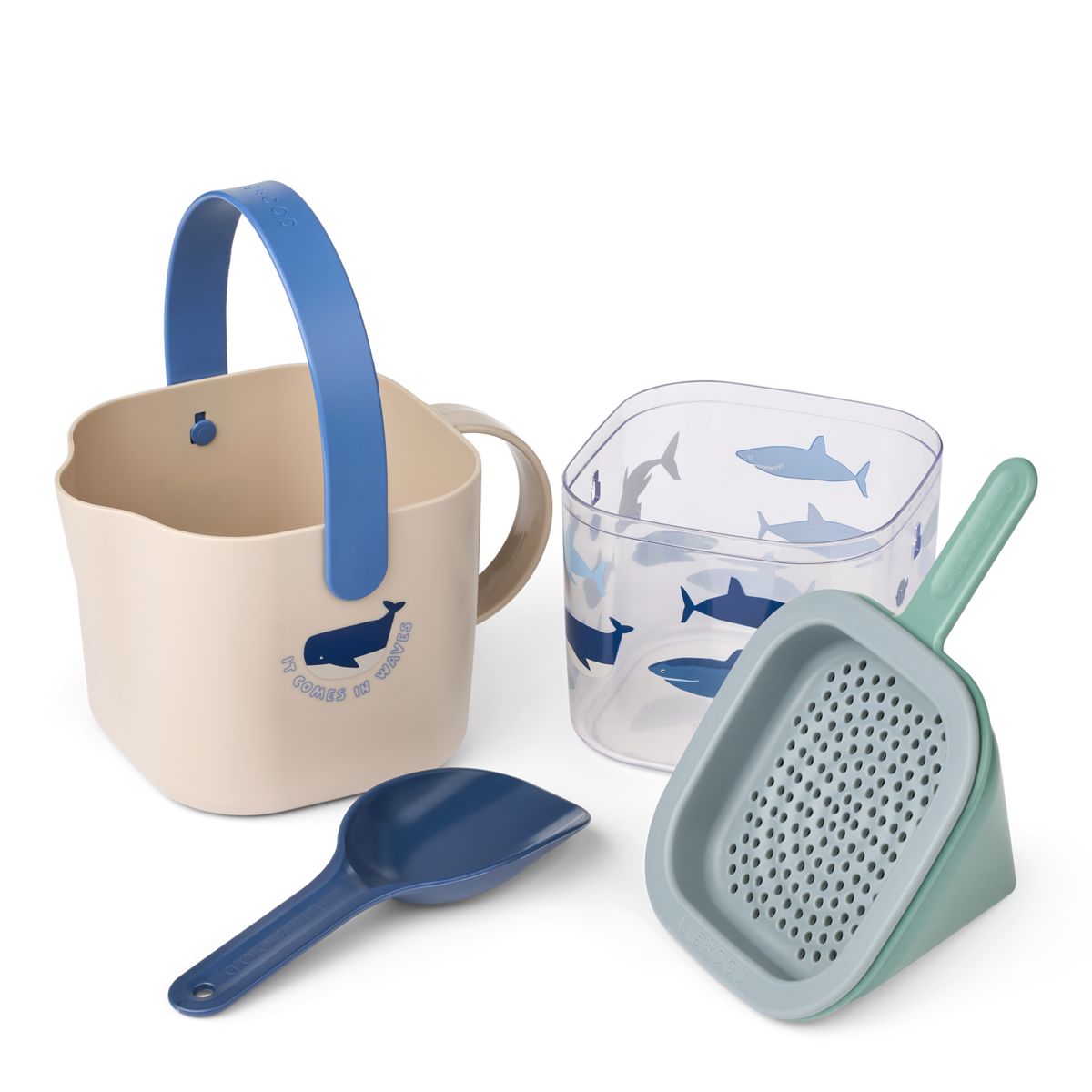 Conjunto Balde de Areia Roald 5 Peças Liewood Shark / Dove blue