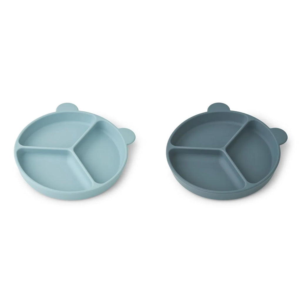 Prato Silicone com Divisorias | Sea Blue | Whale Blue Mix