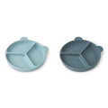 Prato Silicone com Divisorias | Sea Blue | Whale Blue Mix