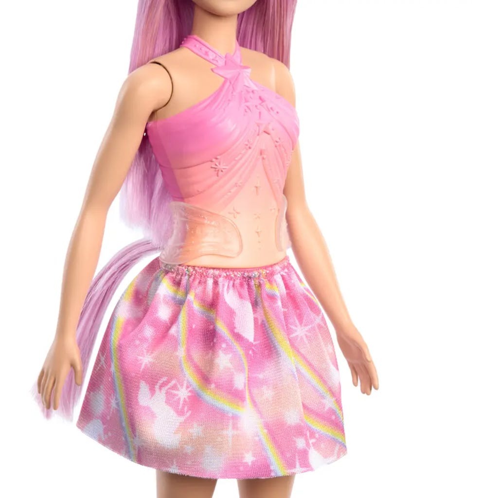 Barbie Princesa Unicórnio detalhe da saia colorida