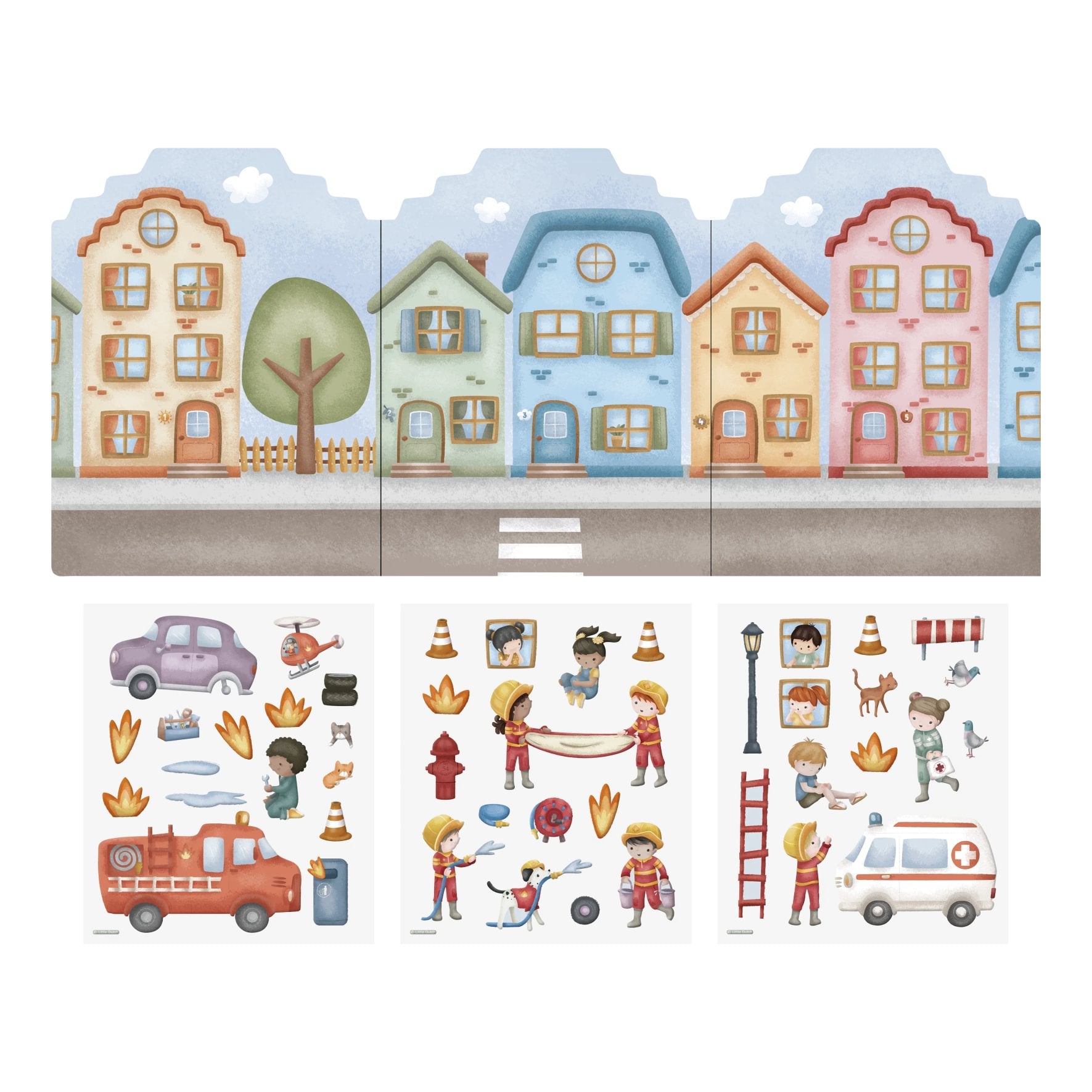 Livro de Autocolantes Reutilizáveis | Jim & Friends | Bombeiros | Sticker Story