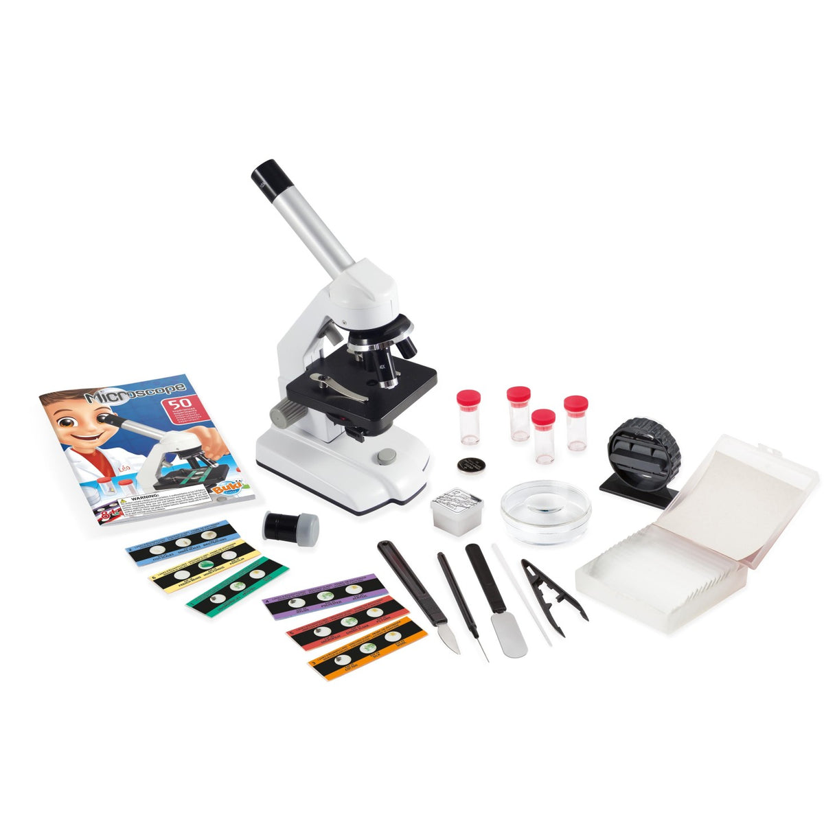 Microscópio de Metal 50 Experiências Ampliação 1000x Buki - imagem 2