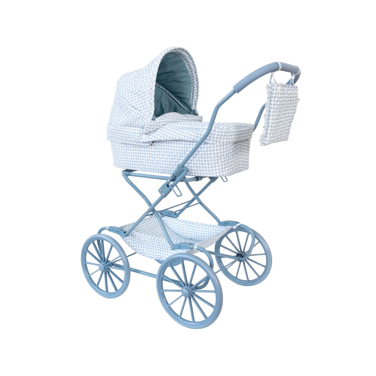 Carrinho de Bonecas Vintage com Alcofa Vichy Blue