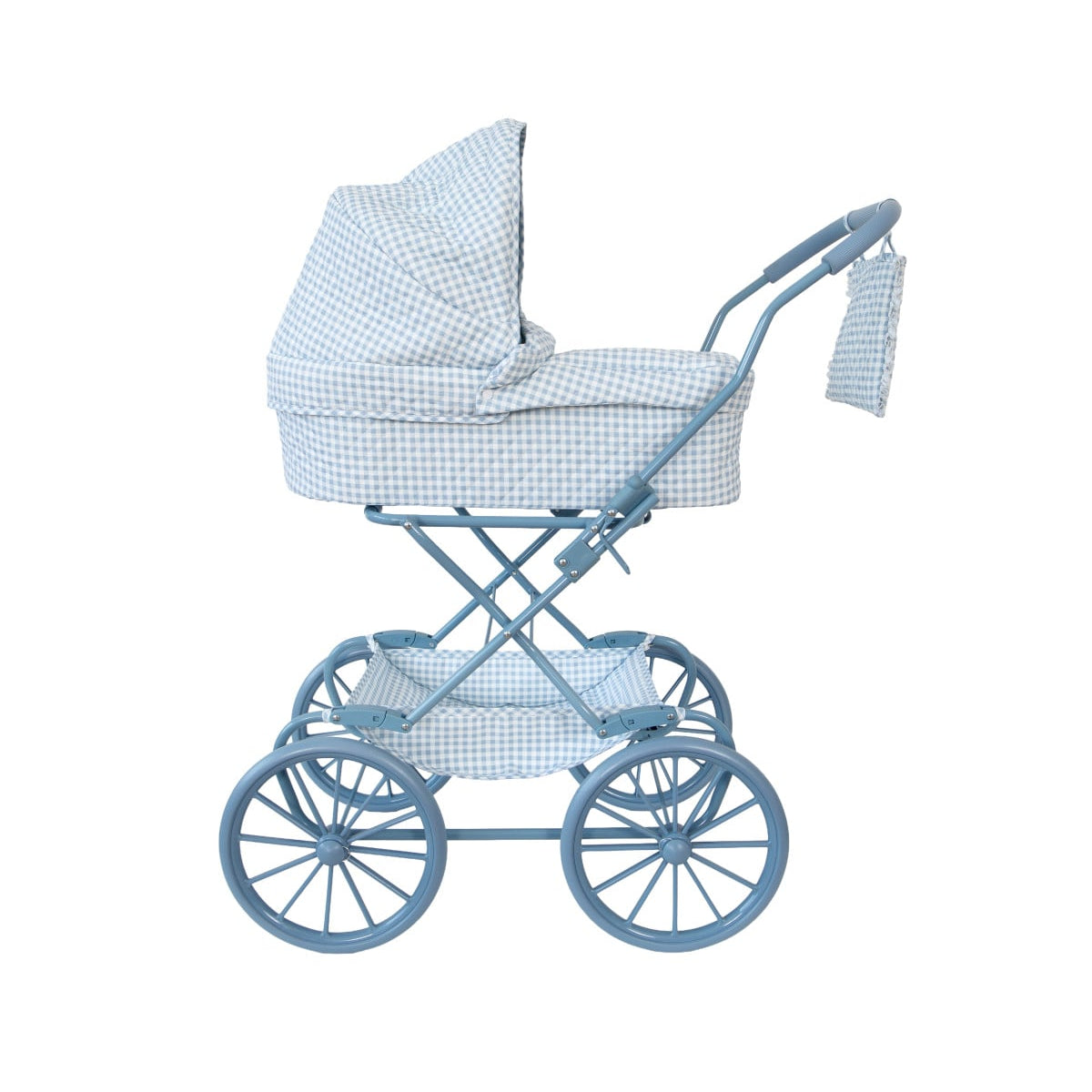 Carrinho de Bonecas Vintage com Alcofa Vichy Blue