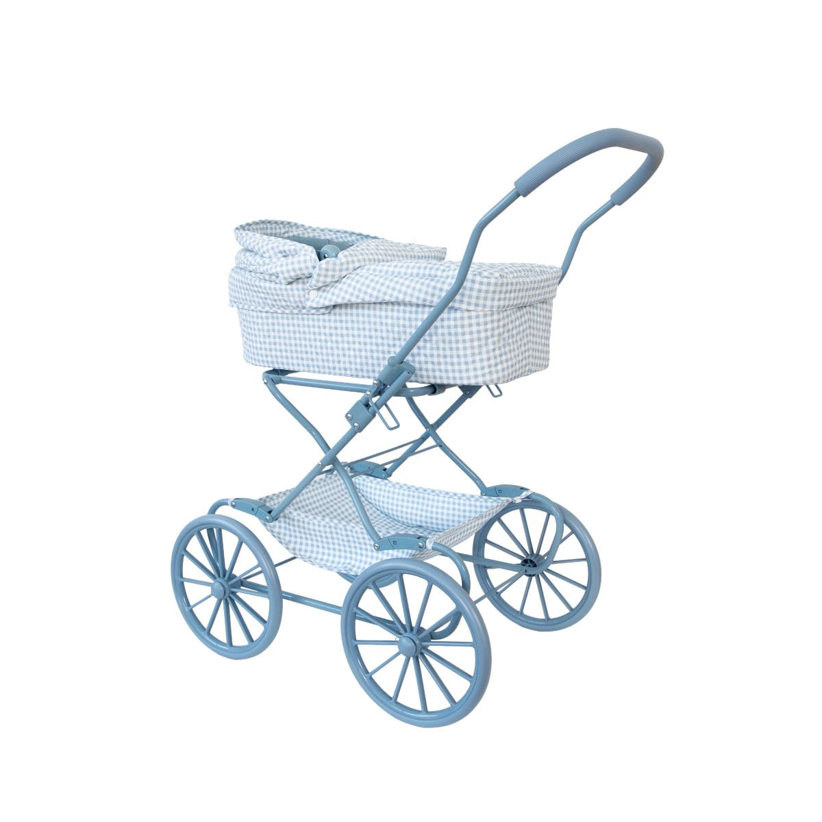 Carrinho de Bonecas Vintage com Alcofa Vichy Blue