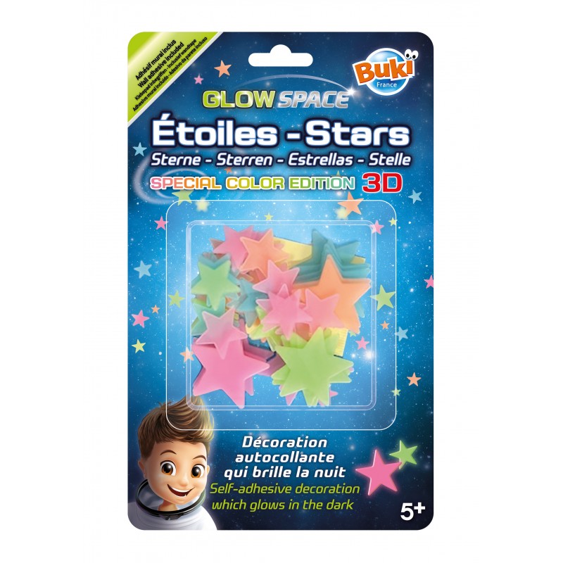 Autocolante | Estrelas coloridas 3D | Brilha no escuro