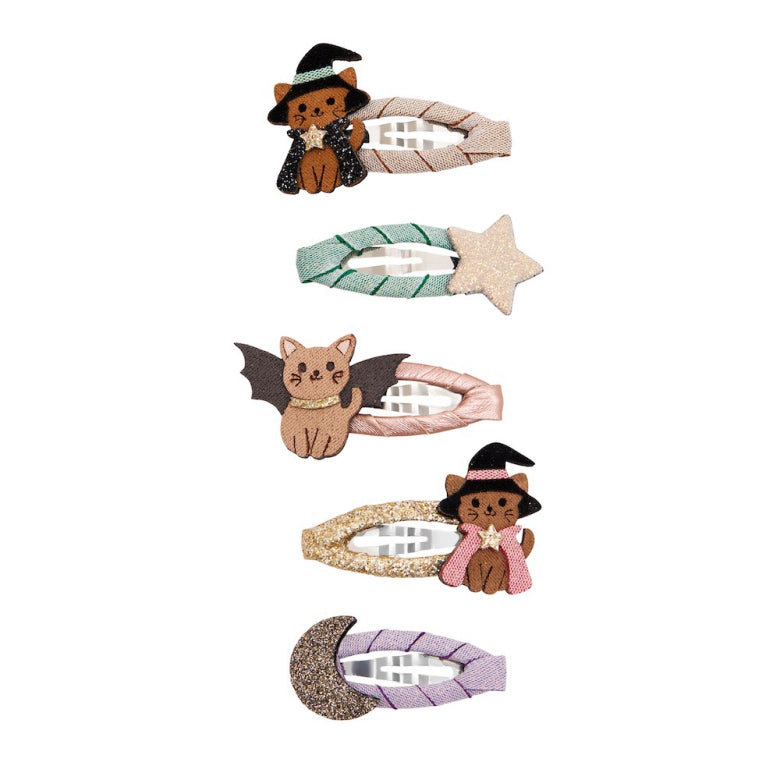 Pack 5 Mini Ganchos Halloween Cat Black Mimi&Lula - fundo branco
