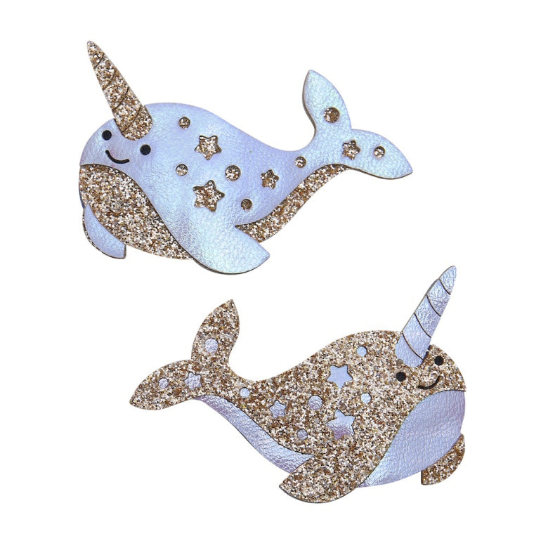 Pack 2 Ganchos Magical Narwhal Metallic Mimi&Lula - fundo branco