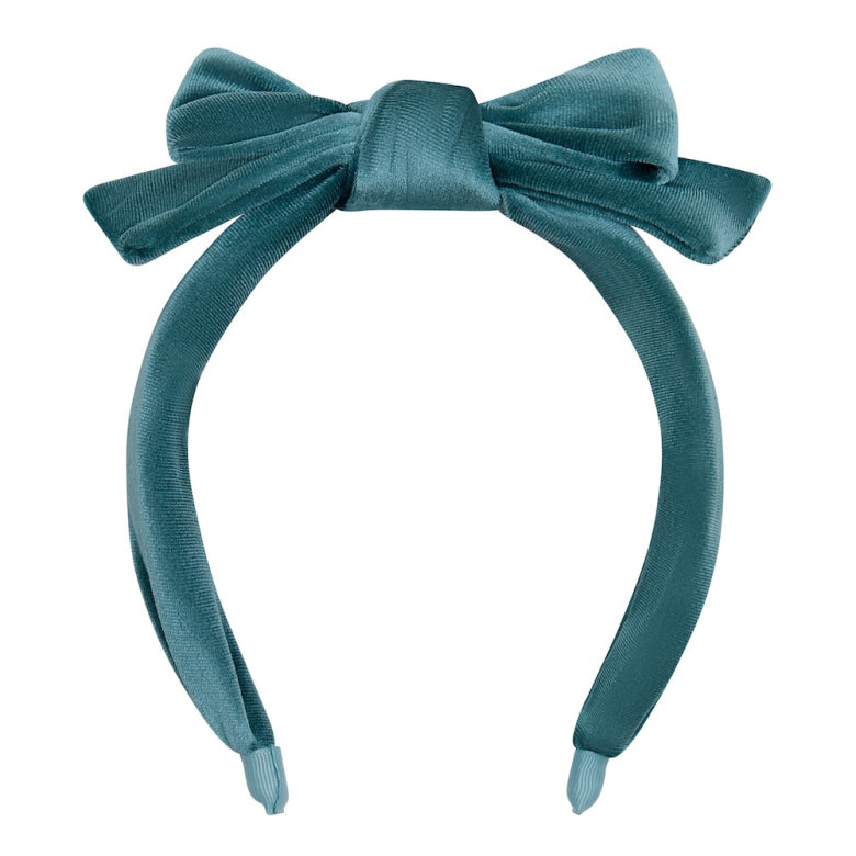 Bandolete Velvet Edie Bow Teal Multi Mimi&Lula - fundo branco