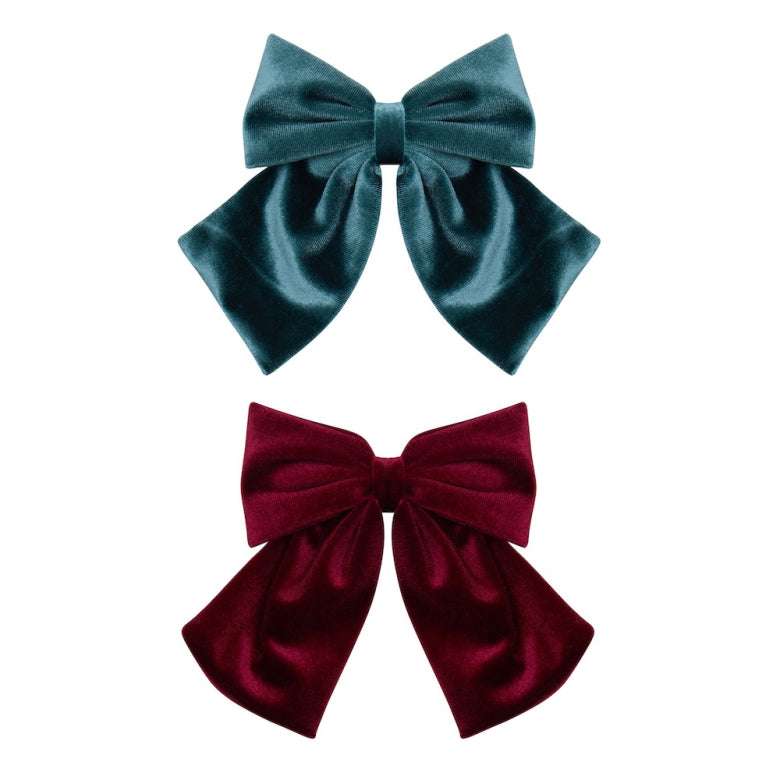 Pack 2 Ganchos Velvet Agnes Teal Multi Mimi&Lula - fundo branco