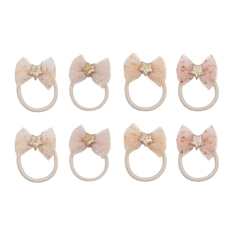 Pack 8 Mini Elásticos Tutu Bow Neutral Mimi&Lula - fundo branco