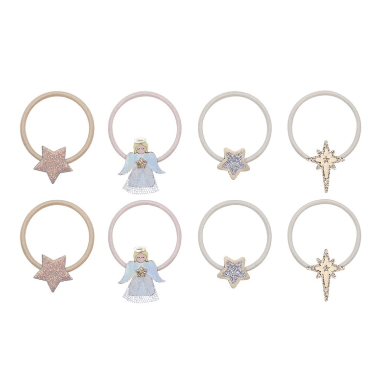Pack 8 Mini Elásticos Sparkle Angel Shimmer Mimi&Lula - fundo branco