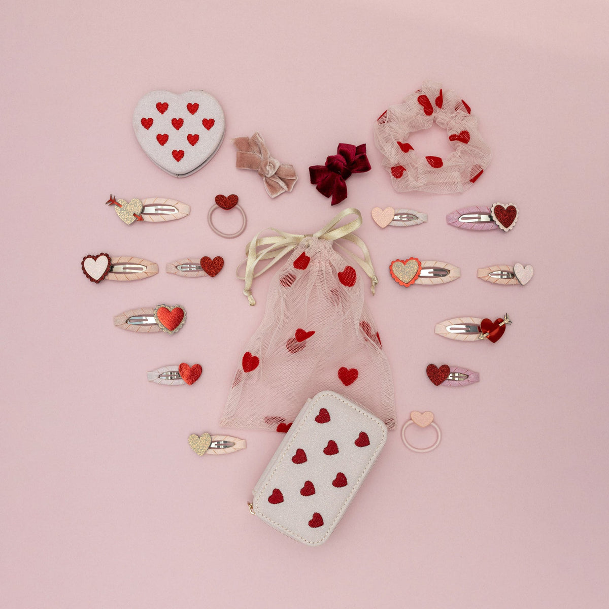 Bolsa Acessórios Cabelo | Heart | Pink Multi