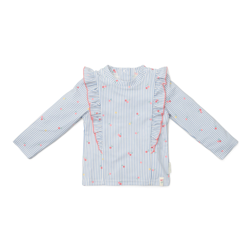T-Shirt de Praia | Manga Comprida | Sunny Flowers Blue