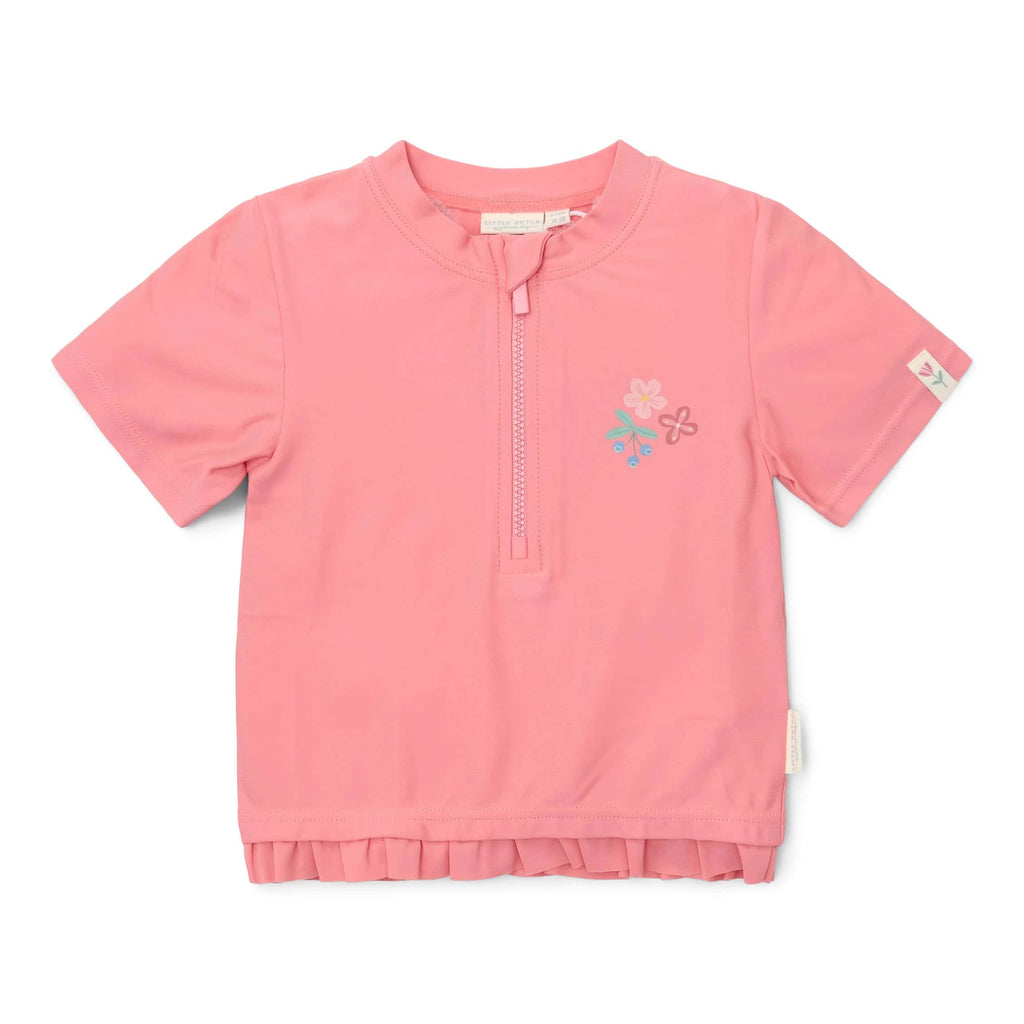 T-Shirt de Praia | Manga Curta | Sunny Flowers Rouge