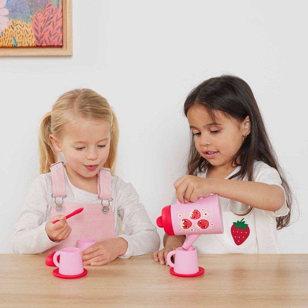 Silicone Tea Set Strawberry Patch
