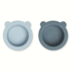 Pack 2 Tigelas com Ventosa | Peony | Sea Blue e Whale Blue Mix