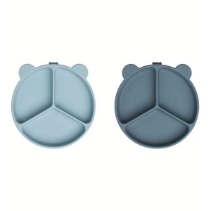 Prato Silicone com Divisorias | Sea Blue | Whale Blue Mix